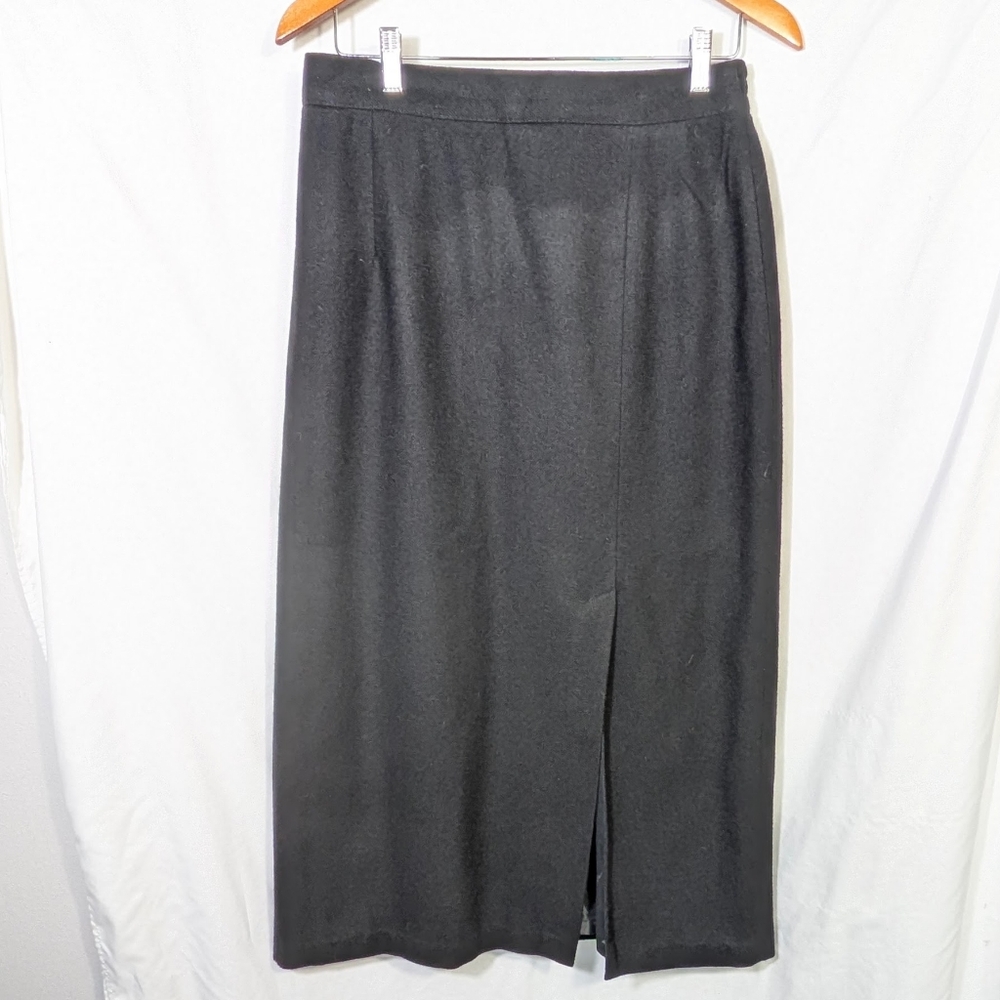 Vintage 80's Women’s Sag Harbor Wool Maxi Skirt Lined Black Classic Career Sz 14